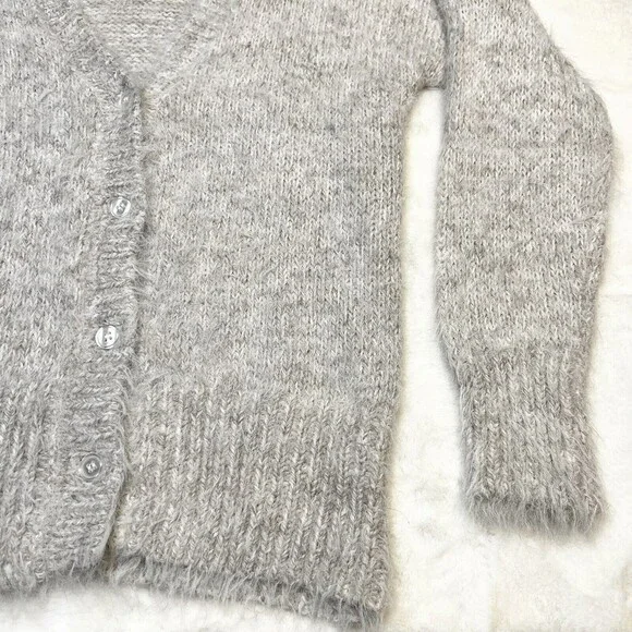 Leith Alpaca Blend Cardigan Eyelash Knit Sz Small - Picture 3 of 10
